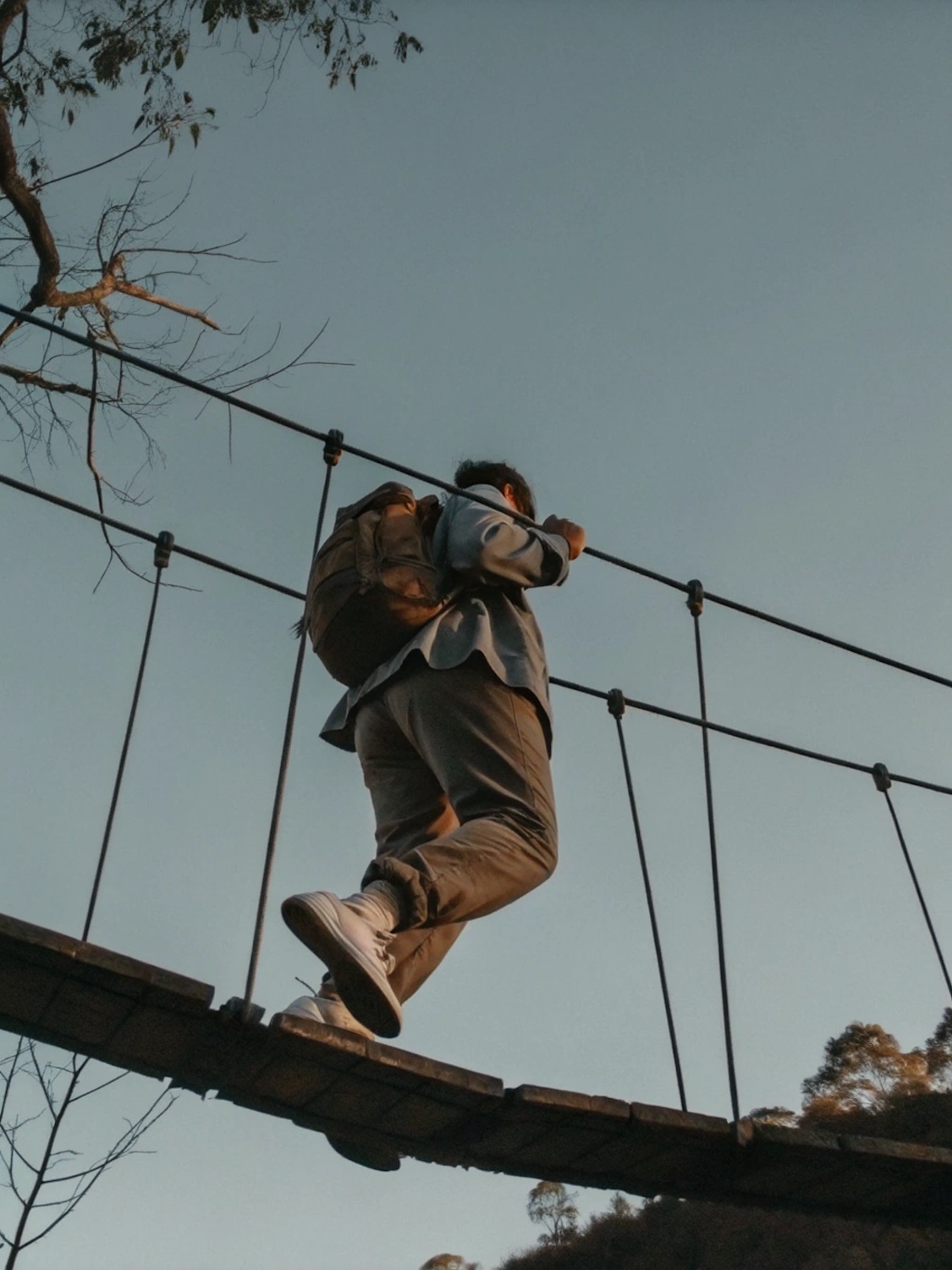 A person symbolizing the transition from a virtual, simulated environment to the real world, representing the move from paper trading to live trading.